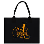 Split Initial and Name Custom Cotton Canvas Tote Bag Personalized Initial Tote Birthday Gift Wedding Gift Jewelry Box Frosted Can Glass Set