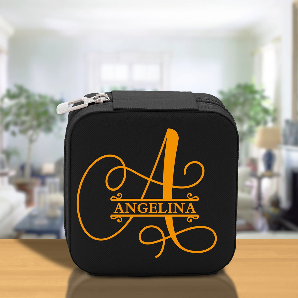Split Initial and Name Custom Cotton Canvas Tote Bag Personalized Initial Tote Birthday Gift Wedding Gift Jewelry Box Frosted Can Glass Set
