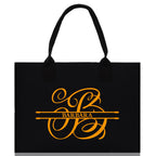 Split Initial and Name Custom Cotton Canvas Tote Bag Personalized Initial Tote Birthday Gift Wedding Gift Jewelry Box Frosted Can Glass Set