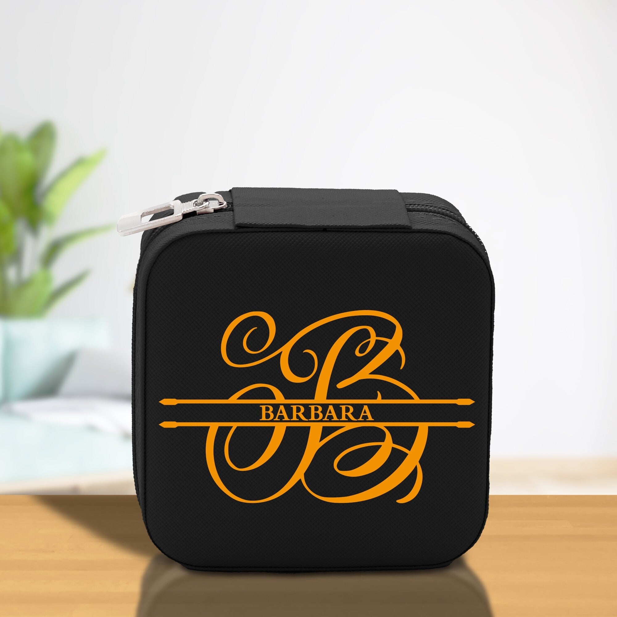 Split Initial and Name Custom Cotton Canvas Tote Bag Personalized Initial Tote Birthday Gift Wedding Gift Jewelry Box Frosted Can Glass Set