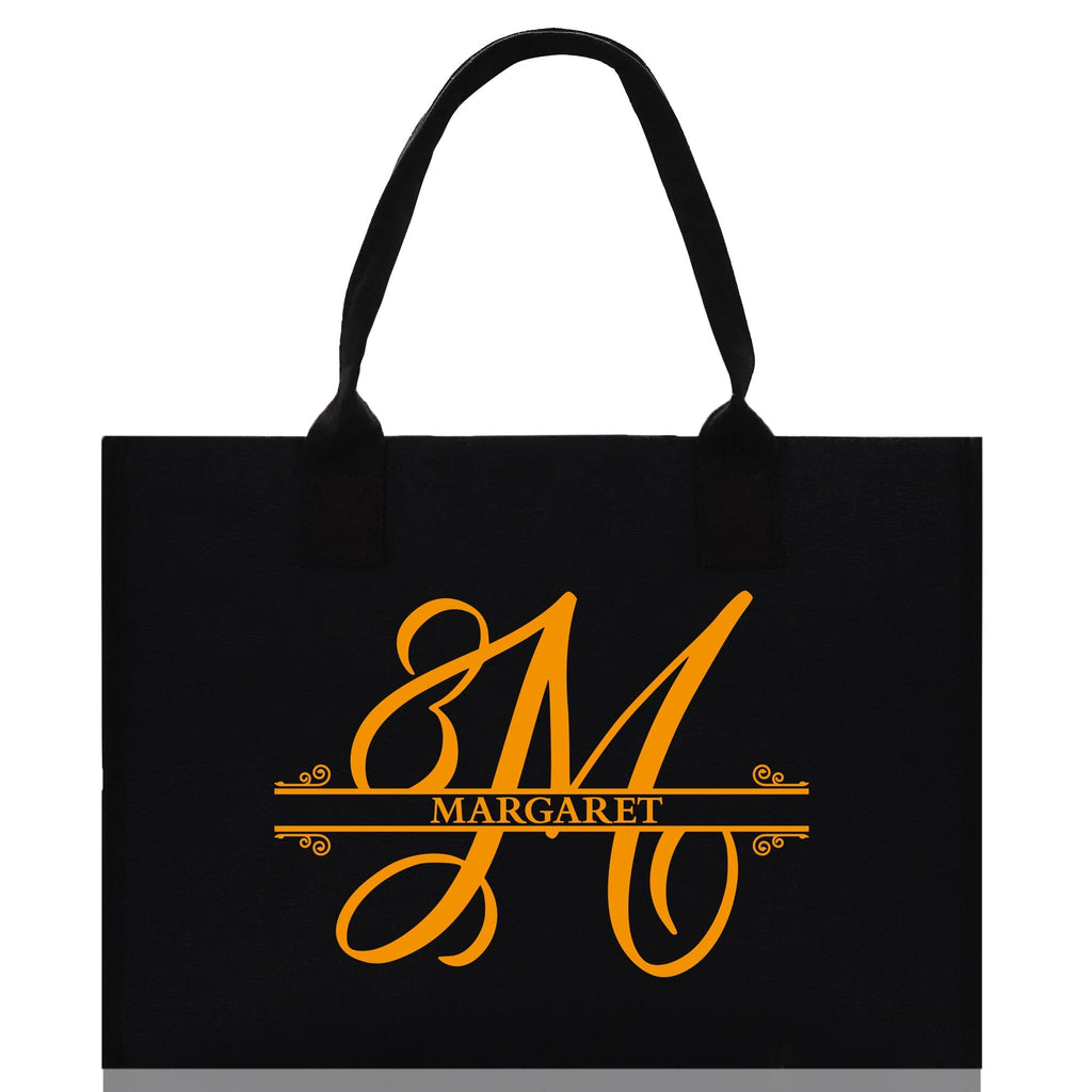 Split Initial and Name Custom Cotton Canvas Tote Bag Personalized Initial Tote Birthday Gift Wedding Gift Jewelry Box Frosted Can Glass Set