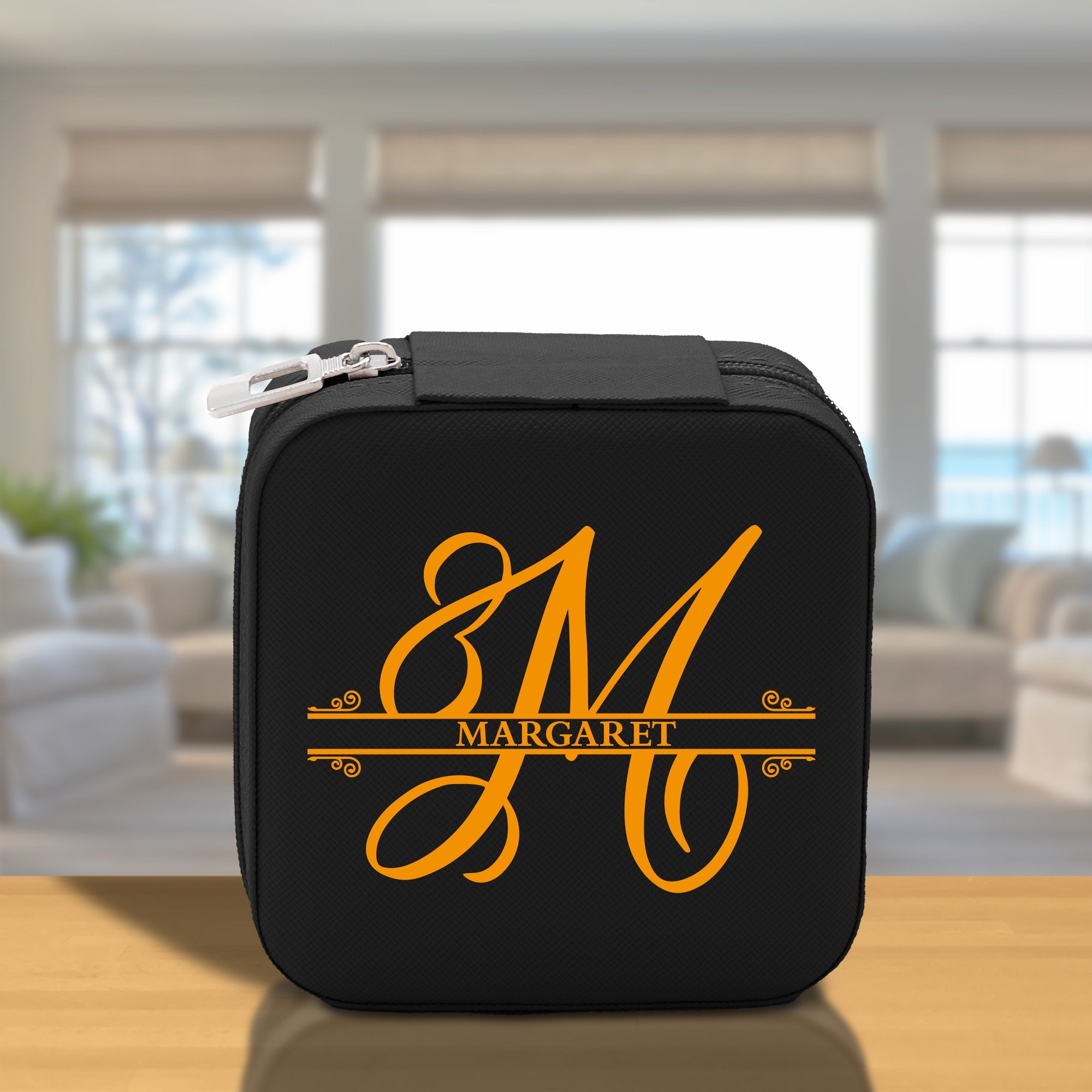 Split Initial and Name Custom Cotton Canvas Tote Bag Personalized Initial Tote Birthday Gift Wedding Gift Jewelry Box Frosted Can Glass Set