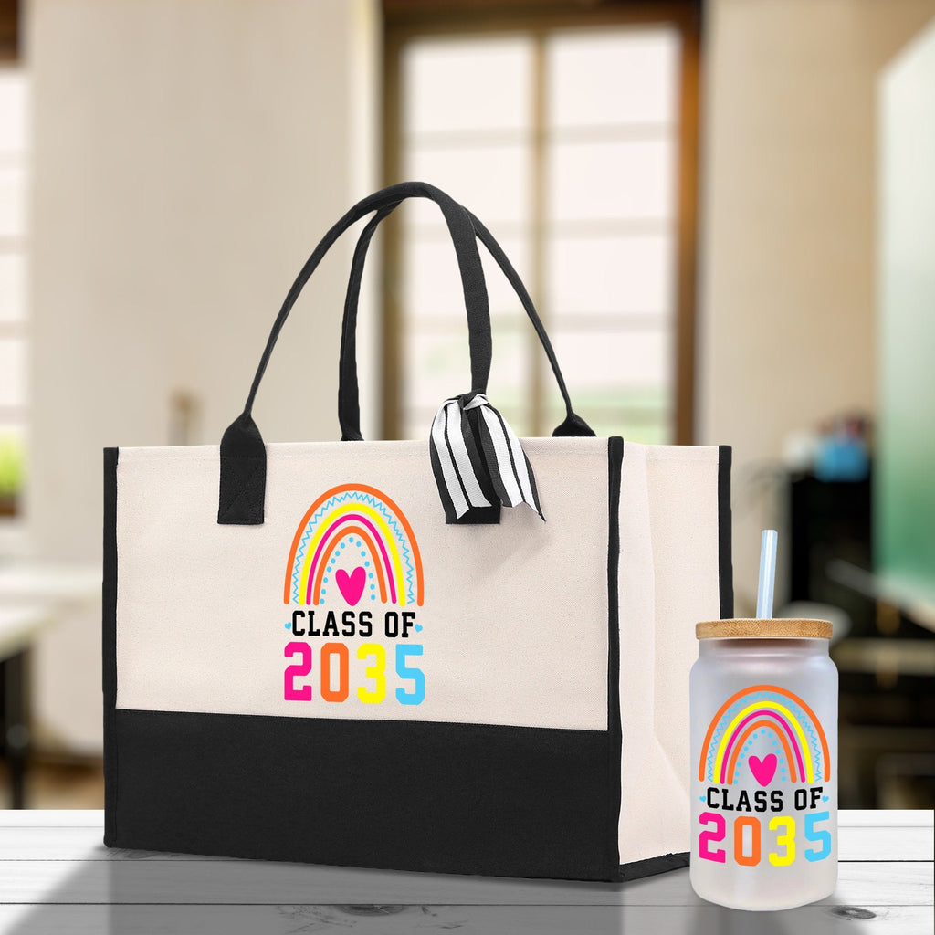 Class of 2035 Rainbow Cotton Canvas Tote Bag Graduation Gift Bag Last Day of School Pre-Kindergarten Tote Bag First Day of School Bag