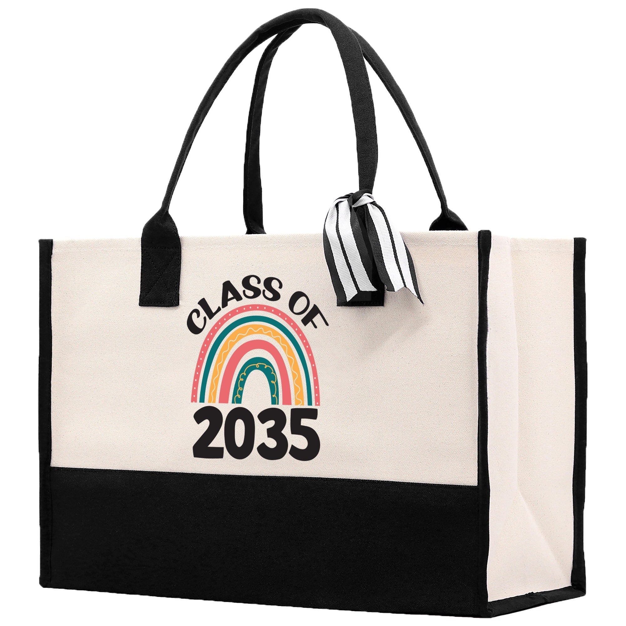 Class of 2035 Rainbow Cotton Canvas Tote Bag Graduation Gift Bag Last Day of School Pre-Kindergarten Tote Bag First Day of School Bag