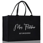 Mrs. Last Name Est Year Tote Bag Personalized Date Wedding Tote Bridal Shower Gift Honeymoon Gift Customized Wedding Gift Bridesmaid Gift