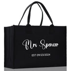 Mrs. Last Name Est Year Tote Bag Personalized Date Wedding Tote Bridal Shower Gift Honeymoon Gift Customized Wedding Gift Bridesmaid Gift
