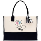Stethoscope Heart Nurse Tote Custom Name Personalized Cotton Canvas Tote Bag Nurse Gift Future Nurse Gift Nursing Student Graduation Gift