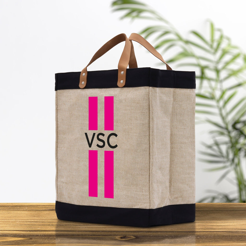 Personalized Monogrammed Canvas Tote Bag Striped Initials Custom Name Beach Bag Bridal Party Gifts Bride Gift Holiday Gift Bag