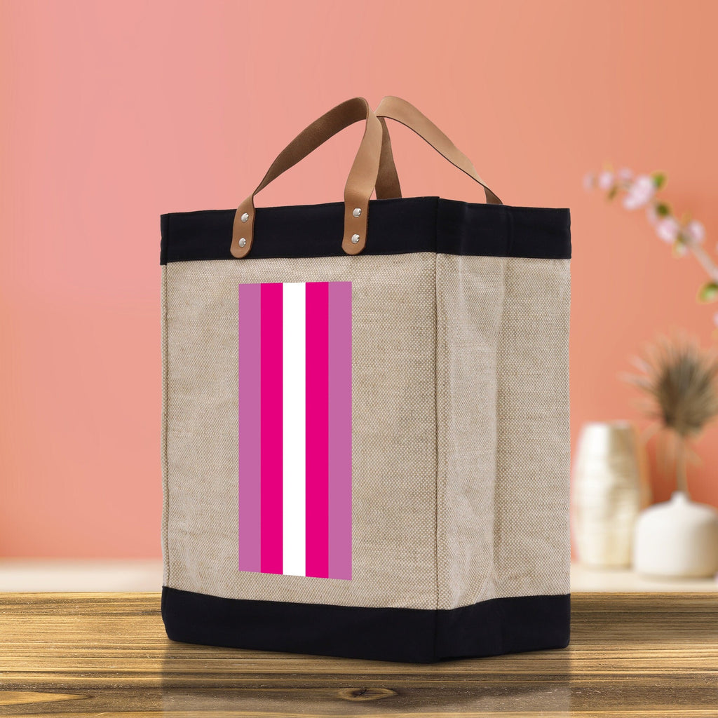 Personalized Monogrammed Canvas Tote Bag Striped Initials Custom Name Beach Bag Bridal Party Gifts Bride Gift Holiday Gift Bag