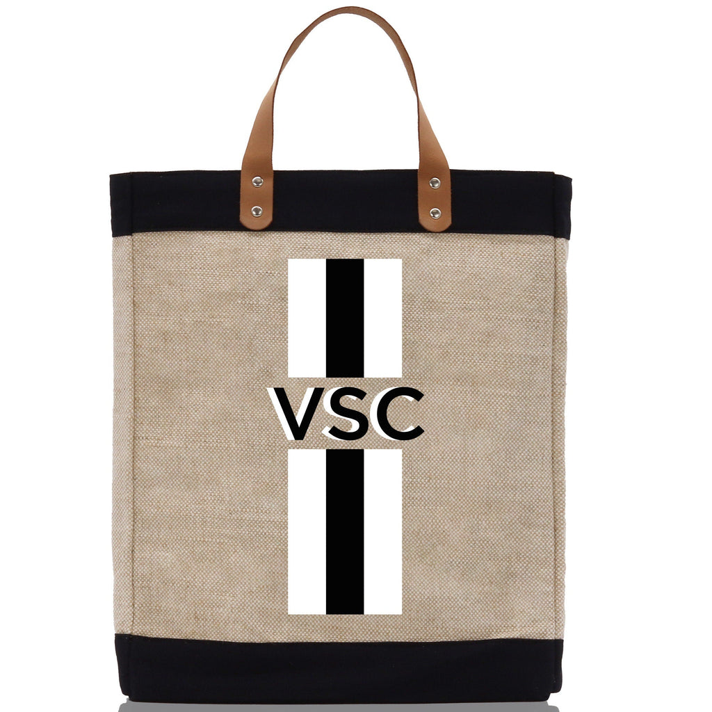 Personalized Monogrammed Canvas Tote Bag Striped Initials Custom Name Beach Bag Bridal Party Gifts Bride Gift Holiday Gift Bag