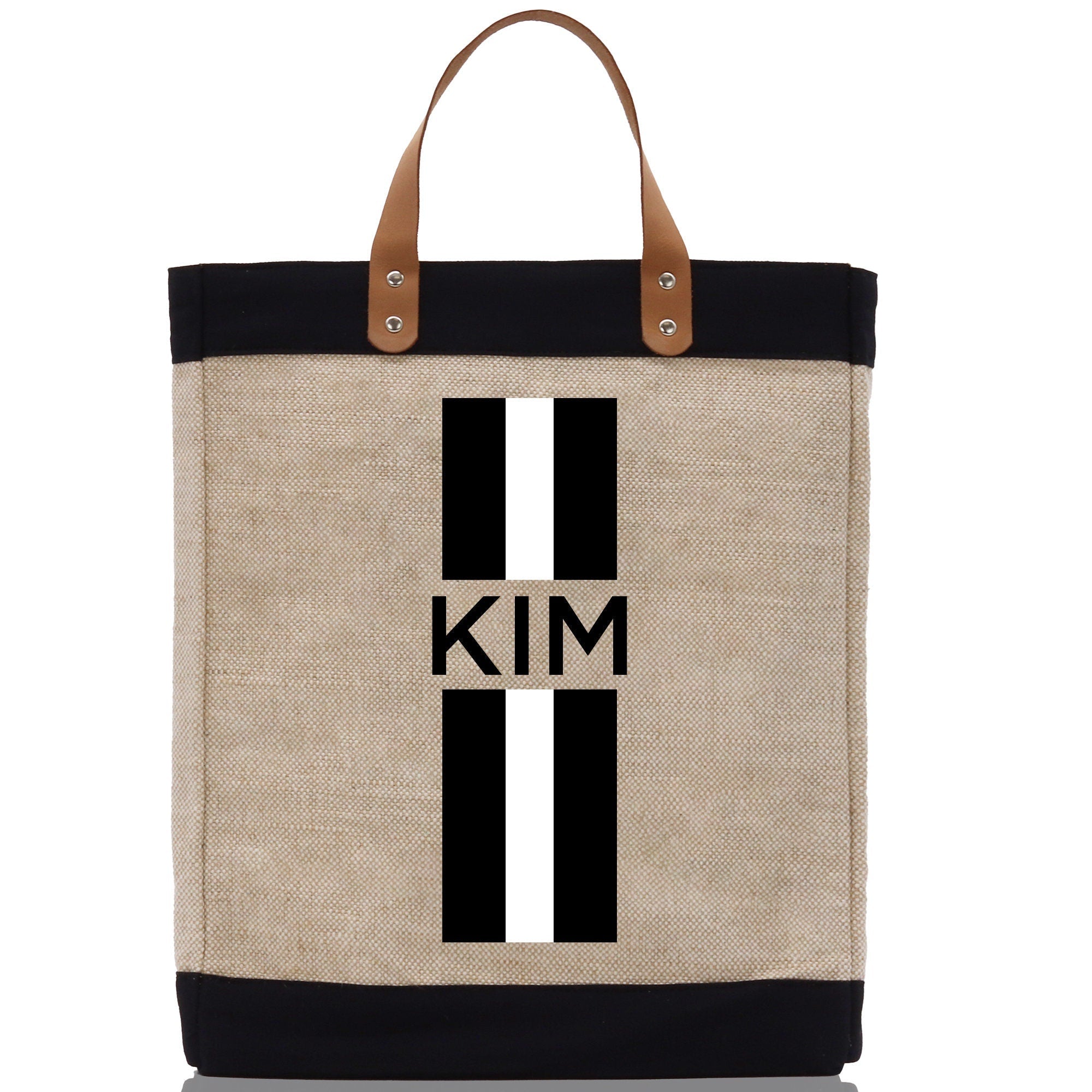 Personalized Monogrammed Canvas Tote Bag Striped Initials Custom Name Beach Bag Bridal Party Gifts Bride Gift Holiday Gift Bag