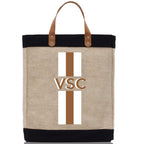 Personalized Monogrammed Canvas Tote Bag Striped Initials Custom Name Beach Bag Bridal Party Gifts Bride Gift Holiday Gift Bag