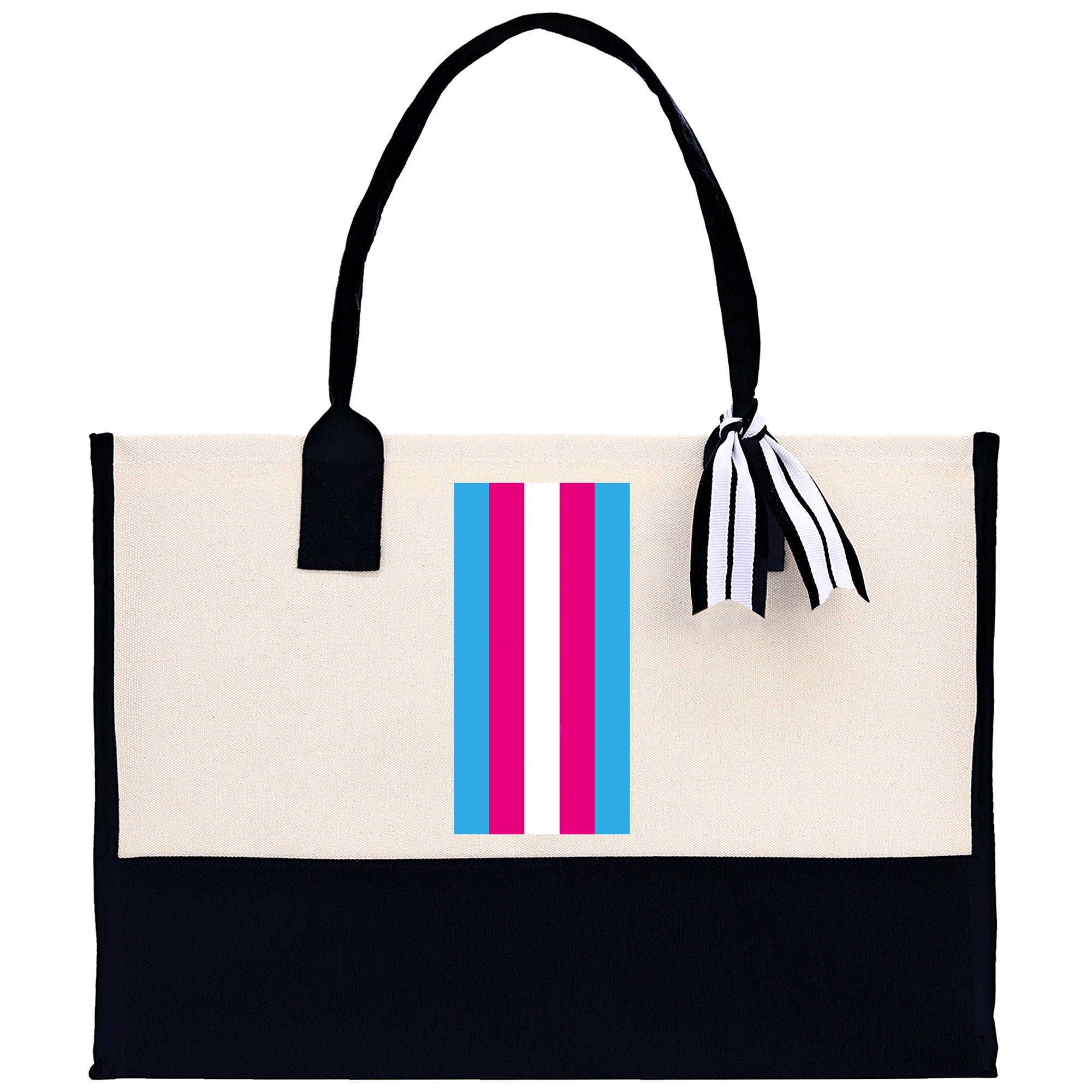 Personalized Monogrammed Canvas Tote Bag Striped Initials Custom Name Beach Bag Bridal Party Gifts Bride Gift Holiday Gift Bag