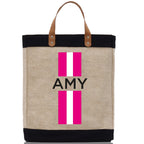 Personalized Monogrammed Canvas Tote Bag Striped Initials Custom Name Beach Bag Bridal Party Gifts Bride Gift Holiday Gift Bag
