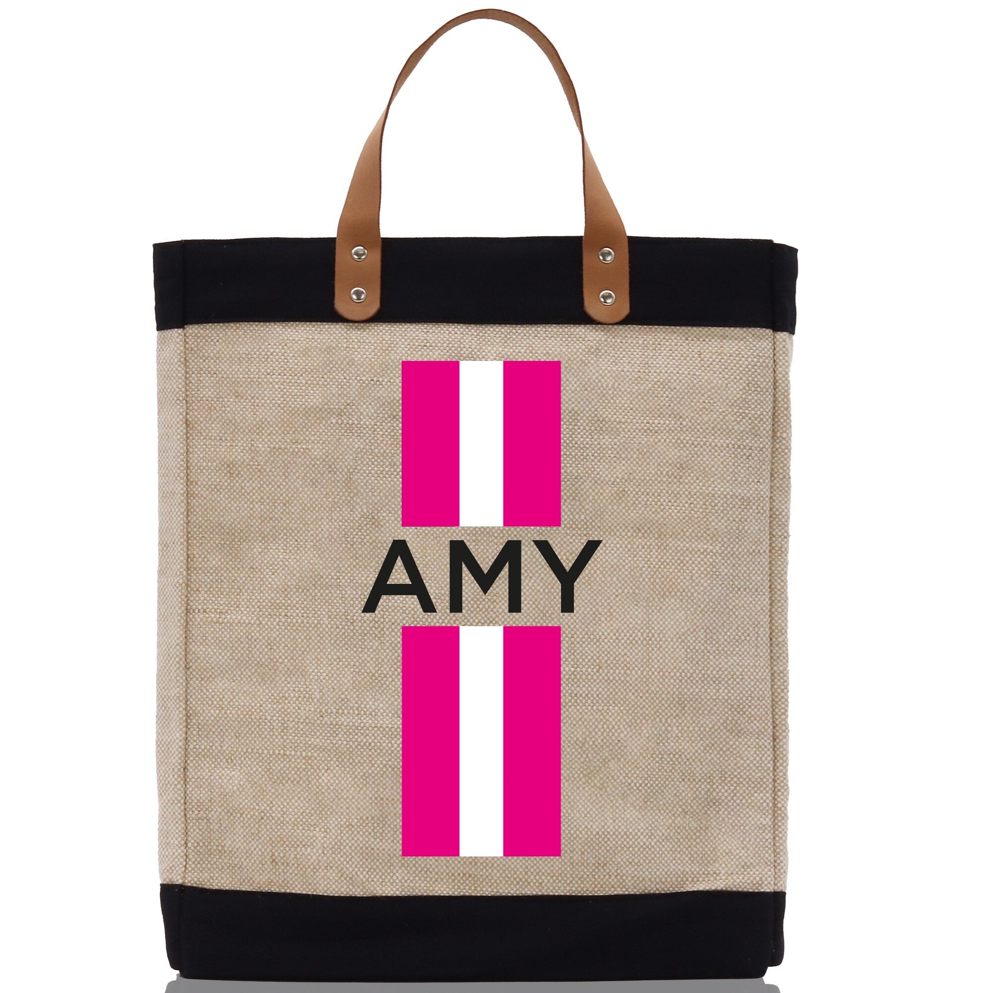 Personalized Monogrammed Canvas Tote Bag Striped Initials Custom Name Beach Bag Bridal Party Gifts Bride Gift Holiday Gift Bag