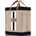 Personalized Monogrammed Canvas Tote Bag Striped Initials Custom Name Beach Bag Bridal Party Gifts Bride Gift Holiday Gift Bag