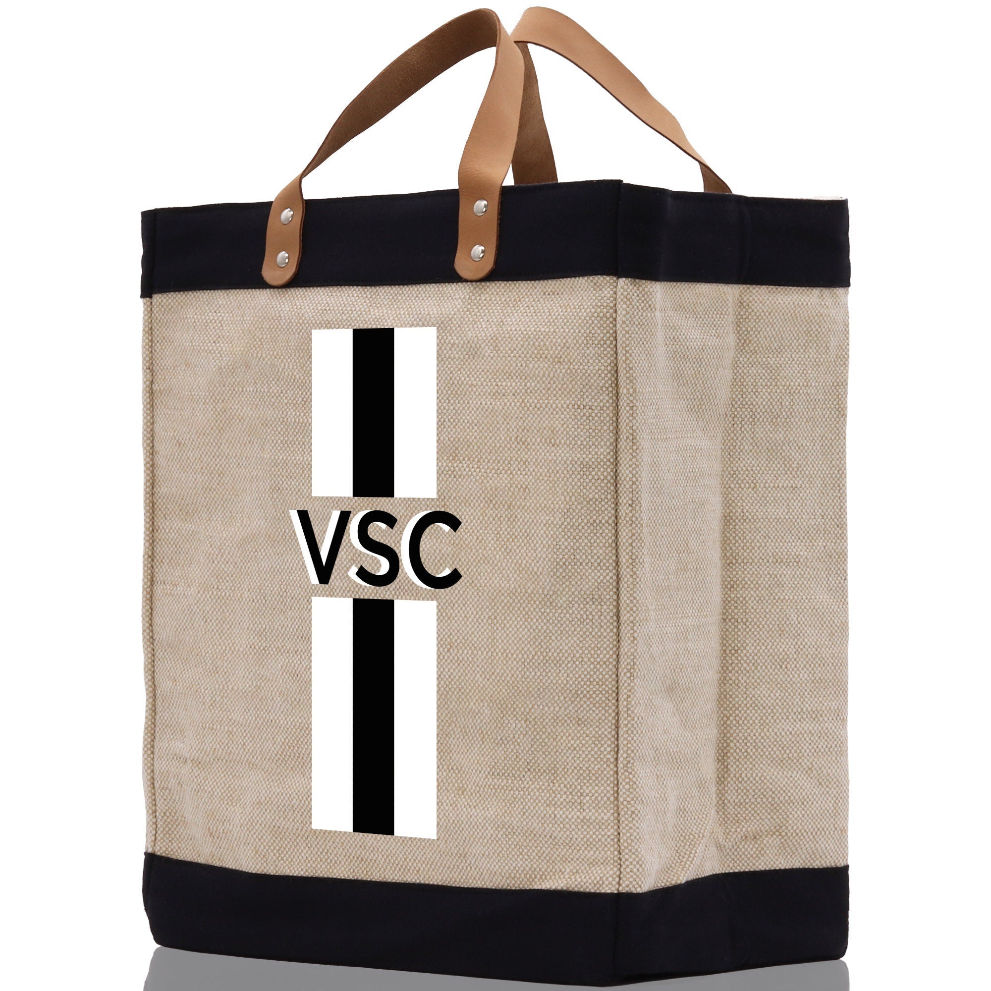 Personalized Monogrammed Canvas Tote Bag Striped Initials Custom Name Beach Bag Bridal Party Gifts Bride Gift Holiday Gift Bag