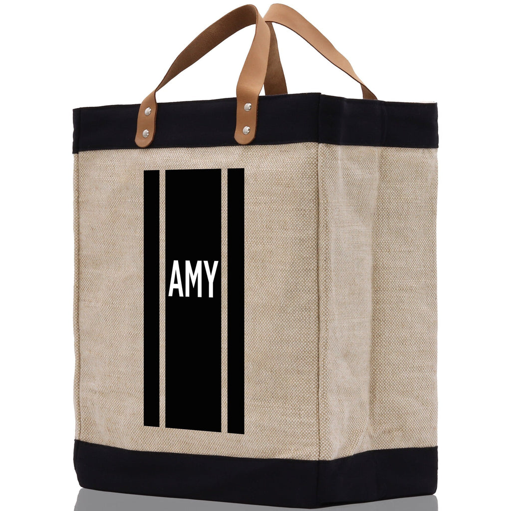 Personalized Monogrammed Canvas Tote Bag Striped Initials Custom Name Beach Bag Bridal Party Gifts Bride Gift Holiday Gift Bag