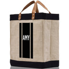 Personalized Monogrammed Canvas Tote Bag Striped Initials Custom Name Beach Bag Bridal Party Gifts Bride Gift Holiday Gift Bag