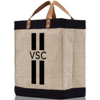 Personalized Monogrammed Canvas Tote Bag Striped Initials Custom Name Beach Bag Bridal Party Gifts Bride Gift Holiday Gift Bag