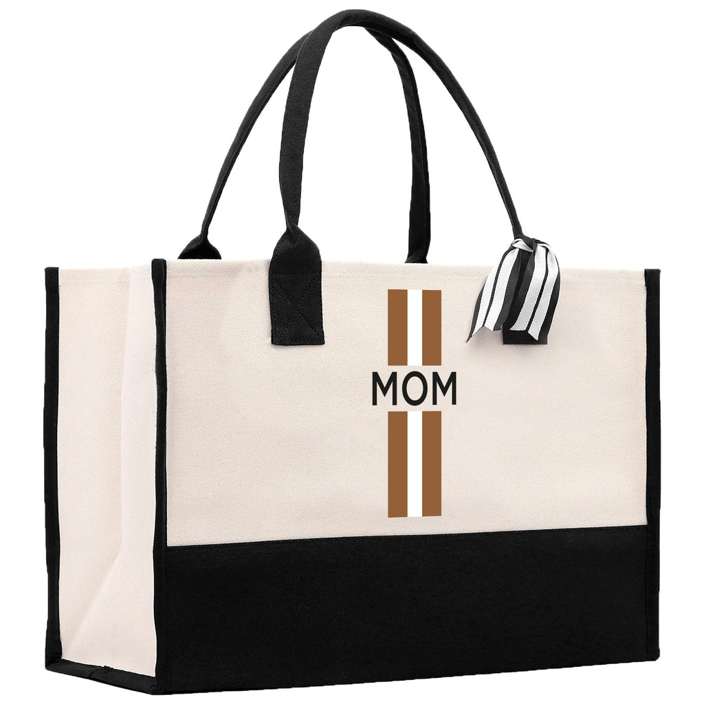 Personalized Monogrammed Canvas Tote Bag Striped Initials Custom Name Beach Bag Bridal Party Gifts Bride Gift Holiday Gift Bag