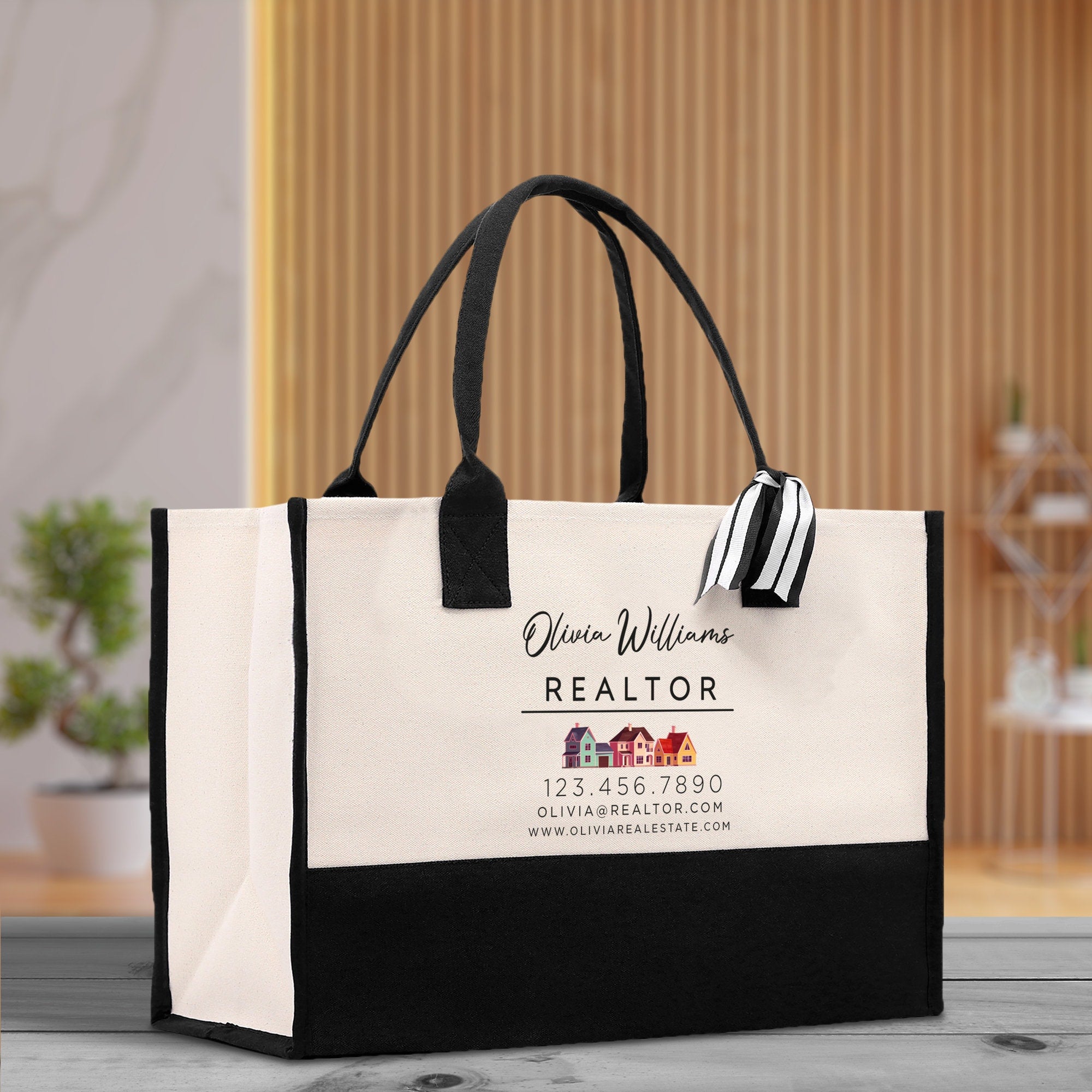 Realtor Tote Bag Personalized Business Tote Bag Custom Real Estate Agent Gift Bulk Business Logo Realtor Swag Real Estate Tote Bag