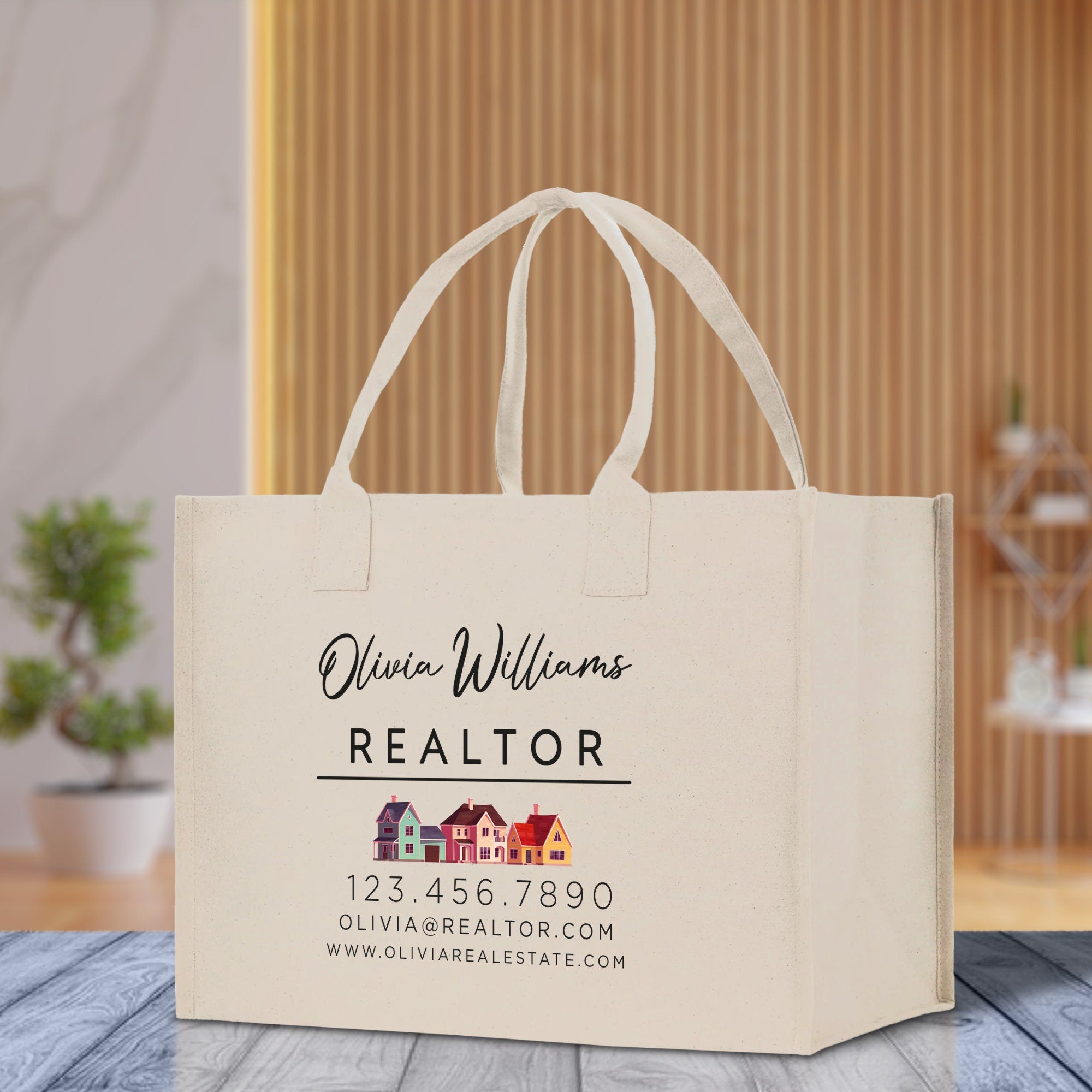 Realtor Tote Bag Personalized Business Tote Bag Custom Real Estate Agent Gift Bulk Business Logo Realtor Swag Real Estate Tote Bag