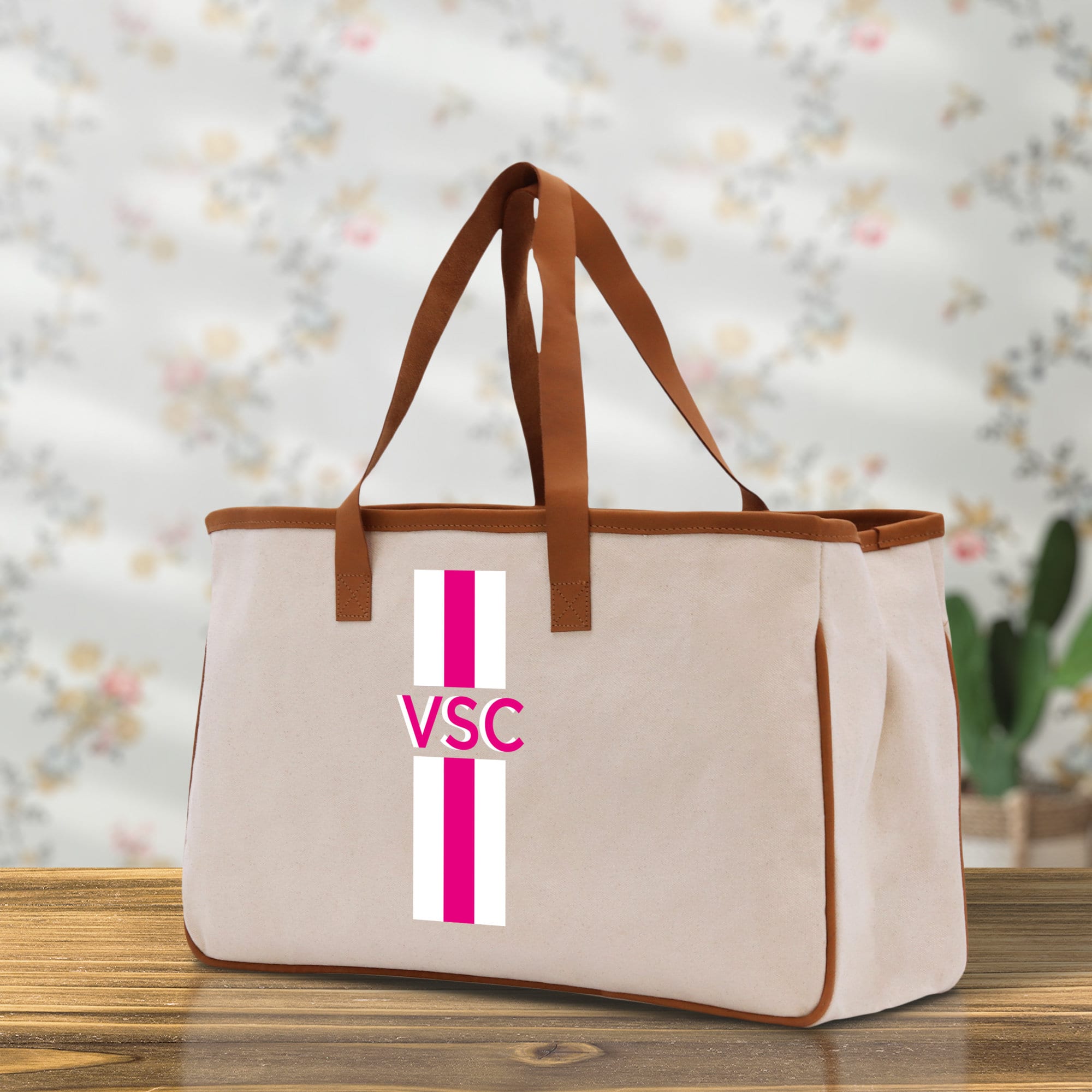 Personalized Monogrammed Canvas Tote Bag Striped Initials Custom Name Beach Bag Bridal Party Gifts Bride Gift Holiday Gift Bag