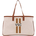Personalized Monogrammed Canvas Tote Bag Striped Initials Custom Name Beach Bag Bridal Party Gifts Bride Gift Holiday Gift Bag