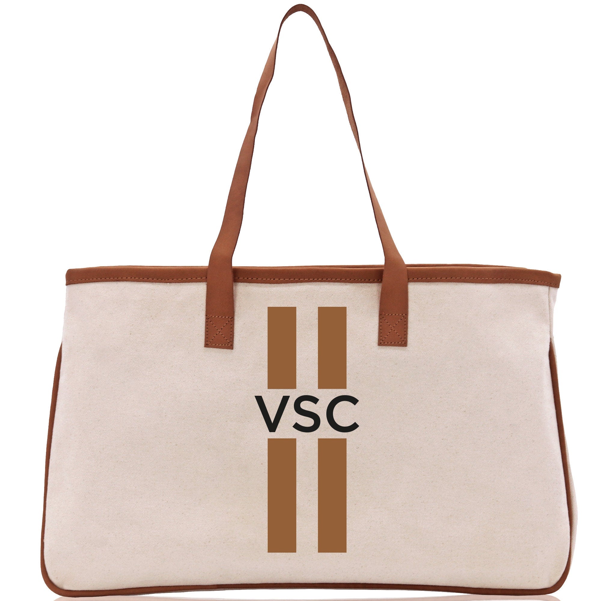 Personalized Monogrammed Canvas Tote Bag Striped Initials Custom Name Beach Bag Bridal Party Gifts Bride Gift Holiday Gift Bag