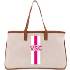 Personalized Monogrammed Canvas Tote Bag Striped Initials Custom Name Beach Bag Bridal Party Gifts Bride Gift Holiday Gift Bag