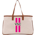 Personalized Monogrammed Canvas Tote Bag Striped Initials Custom Name Beach Bag Bridal Party Gifts Bride Gift Holiday Gift Bag