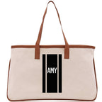 Personalized Monogrammed Canvas Tote Bag Striped Initials Custom Name Beach Bag Bridal Party Gifts Bride Gift Holiday Gift Bag