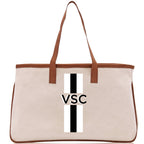 Personalized Monogrammed Canvas Tote Bag Striped Initials Custom Name Beach Bag Bridal Party Gifts Bride Gift Holiday Gift Bag