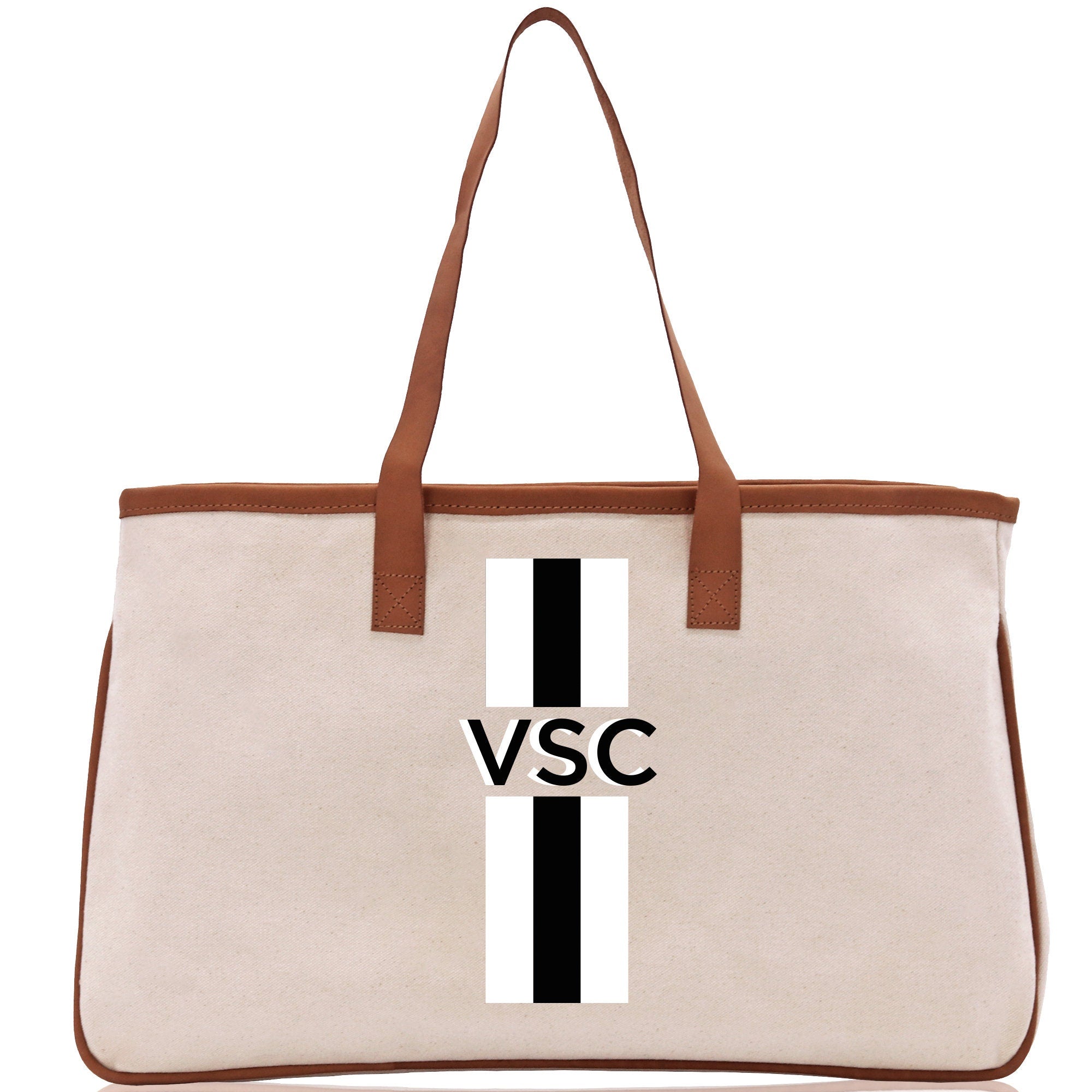 Personalized Monogrammed Canvas Tote Bag Striped Initials Custom Name Beach Bag Bridal Party Gifts Bride Gift Holiday Gift Bag
