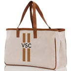 Personalized Monogrammed Canvas Tote Bag Striped Initials Custom Name Beach Bag Bridal Party Gifts Bride Gift Holiday Gift Bag