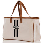 Personalized Monogrammed Canvas Tote Bag Striped Initials Custom Name Beach Bag Bridal Party Gifts Bride Gift Holiday Gift Bag