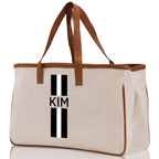 Personalized Monogrammed Canvas Tote Bag Striped Initials Custom Name Beach Bag Bridal Party Gifts Bride Gift Holiday Gift Bag