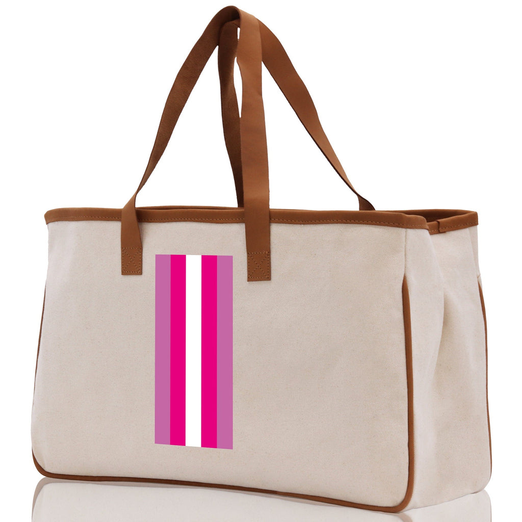 Personalized Monogrammed Canvas Tote Bag Striped Initials Custom Name Beach Bag Bridal Party Gifts Bride Gift Holiday Gift Bag