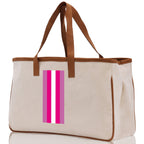 Personalized Monogrammed Canvas Tote Bag Striped Initials Custom Name Beach Bag Bridal Party Gifts Bride Gift Holiday Gift Bag