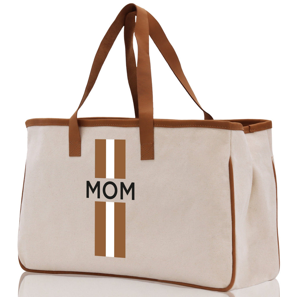 Personalized Monogrammed Canvas Tote Bag Striped Initials Custom Name Beach Bag Bridal Party Gifts Bride Gift Holiday Gift Bag