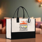 Thankful Grateful Blessed Cotton Canvas Tote Bag Thanksgiving Bag Autumn Fall Vibes Bag Motivational Bag Blessed Bag Fall Market Grocery Bag