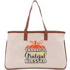Thankful Grateful Blessed Cotton Canvas Tote Bag Thanksgiving Bag Autumn Fall Vibes Bag Motivational Bag Blessed Bag Fall Market Grocery Bag