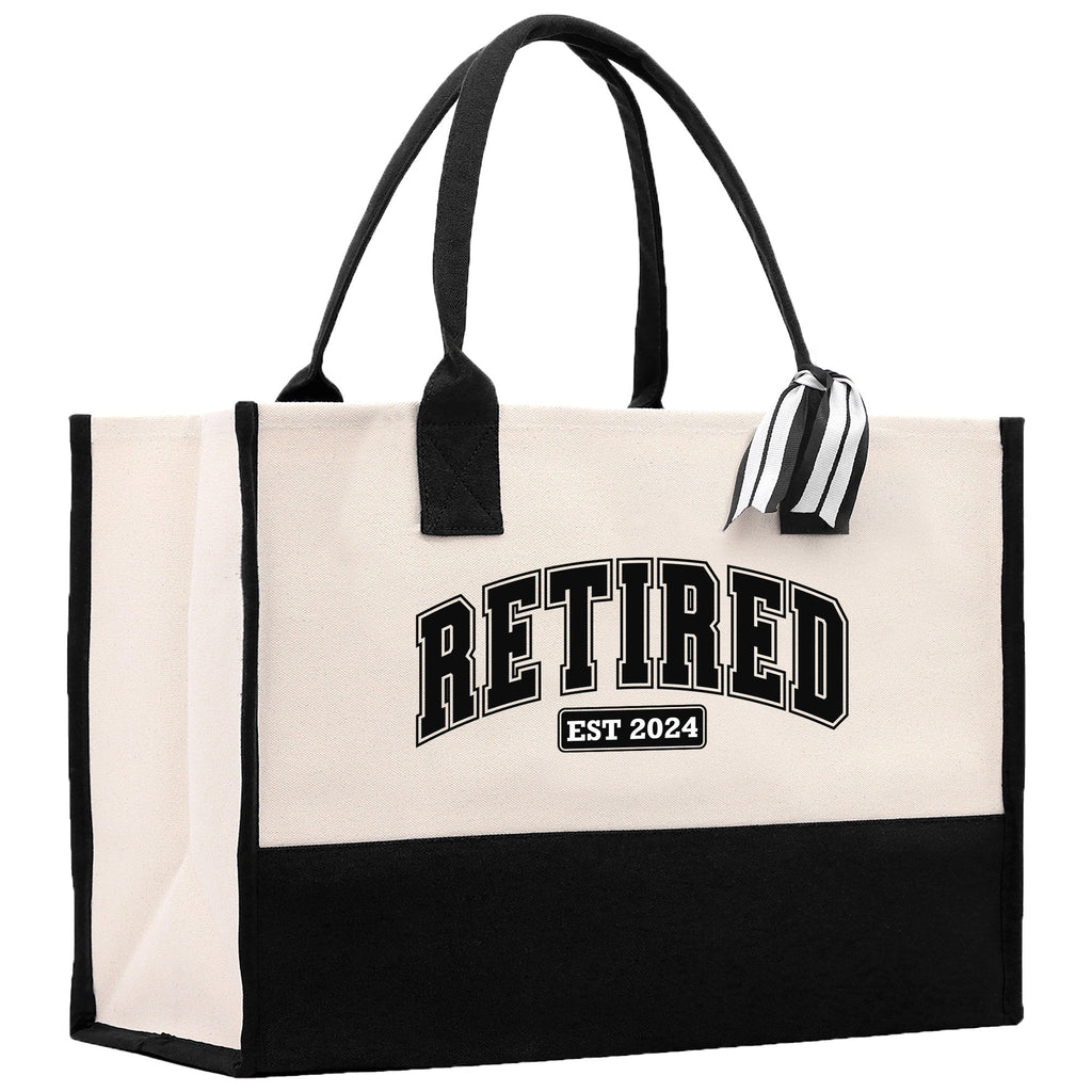 Retirement Cotton Canvas Tote Bag Retire Bag Retirement Party Bag Retired Woman Gift Grandma Gift Est 2024 Retirement Funny Bag