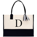 Monogram and Personalized Name Cotton Canvas Tote Bag Initial Tote Bag Letter Tote Bag Birthday Gift Bag Beach Bag Custom Monogrammed Bag