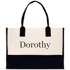 Monogram and Personalized Name Cotton Canvas Tote Bag Initial Tote Bag Letter Tote Bag Birthday Gift Bag Beach Bag Custom Monogrammed Bag