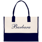 Monogram and Personalized Name Cotton Canvas Tote Bag Initial Tote Bag Letter Tote Bag Birthday Gift Bag Beach Bag Custom Monogrammed Bag