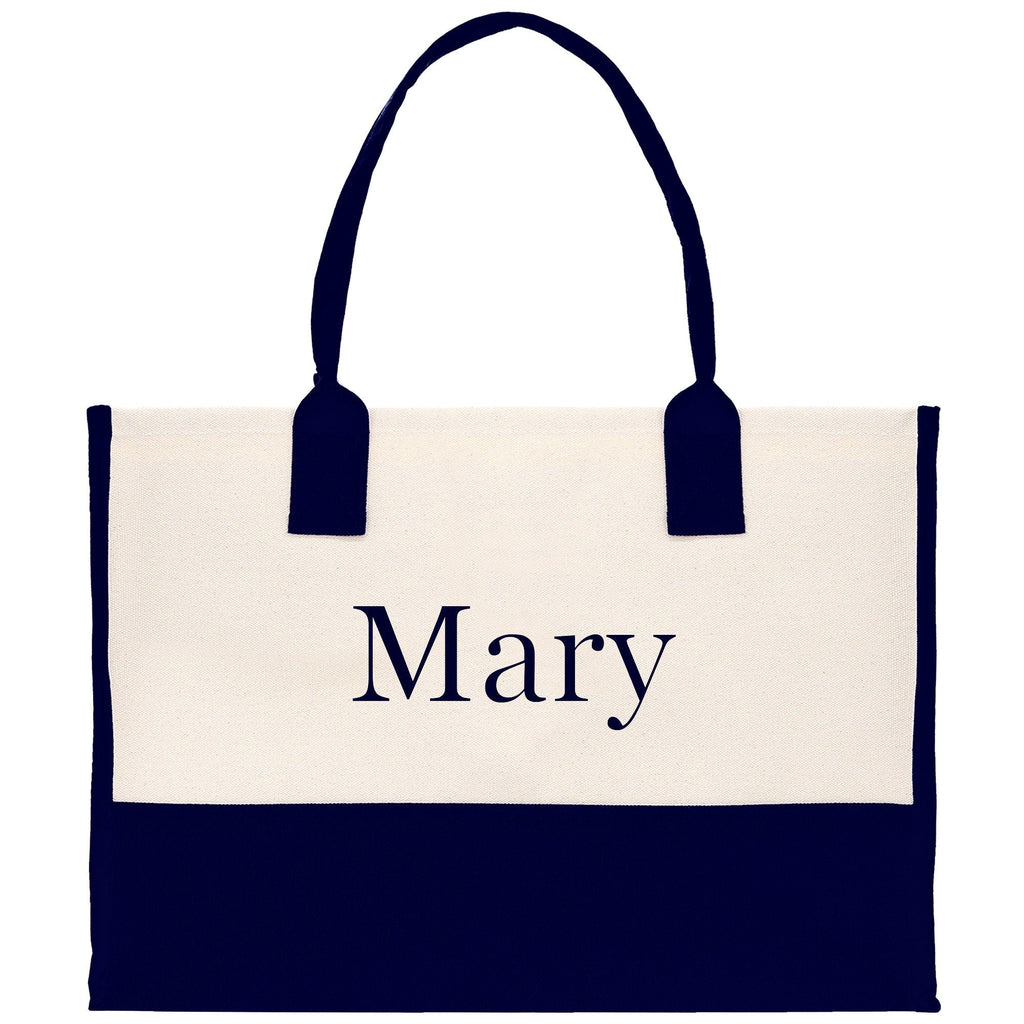 Monogram and Personalized Name Cotton Canvas Tote Bag Initial Tote Bag Letter Tote Bag Birthday Gift Bag Beach Bag Custom Monogrammed Bag