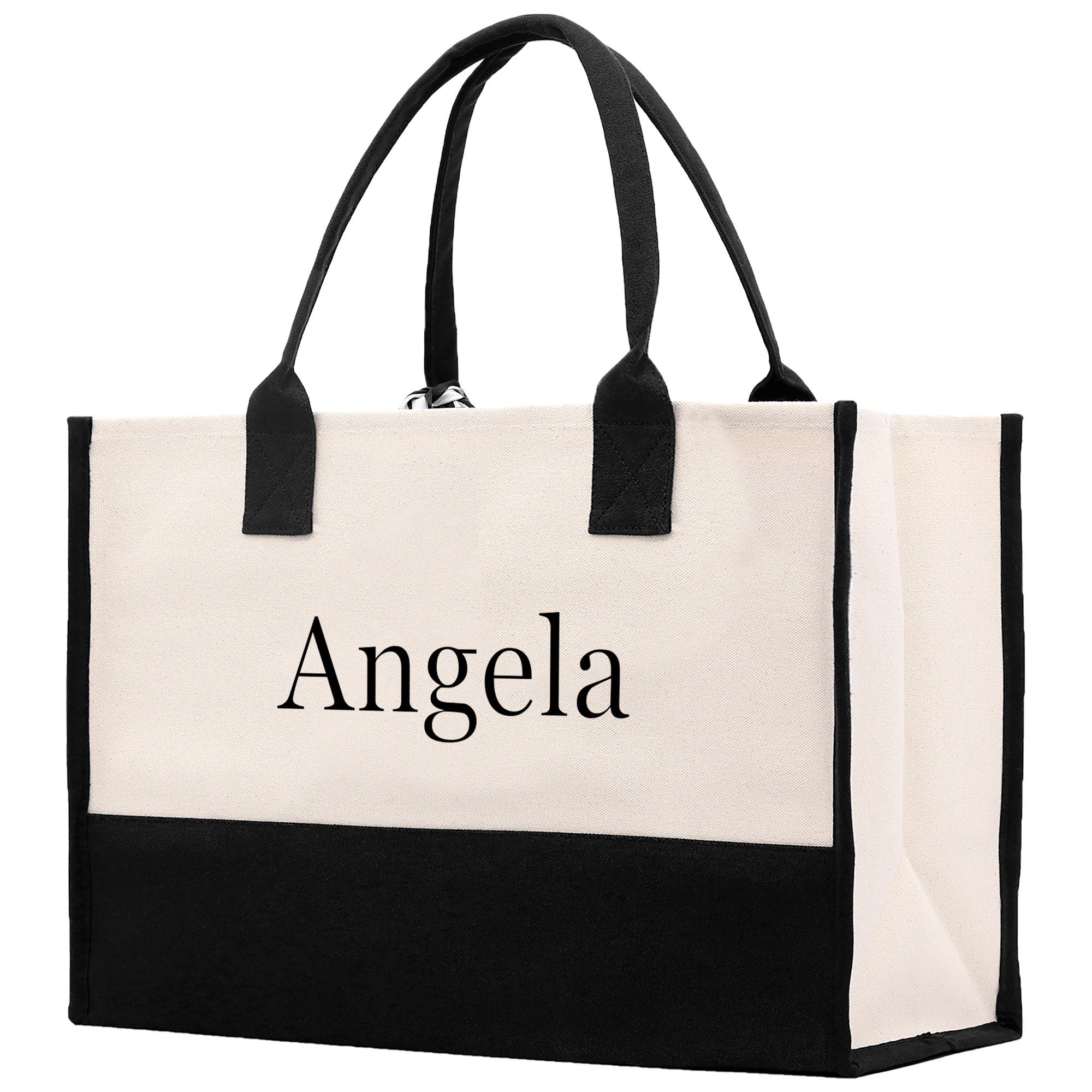 Monogram and Personalized Name Cotton Canvas Tote Bag Initial Tote Bag Letter Tote Bag Birthday Gift Bag Beach Bag Custom Monogrammed Bag
