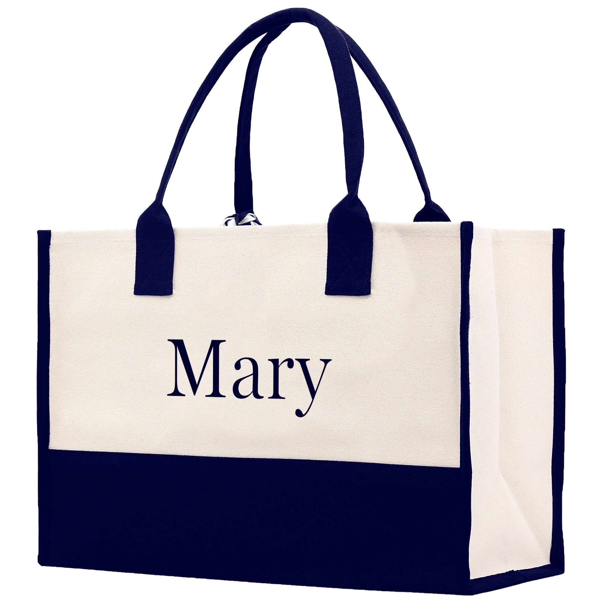 Monogram and Personalized Name Cotton Canvas Tote Bag Initial Tote Bag Letter Tote Bag Birthday Gift Bag Beach Bag Custom Monogrammed Bag